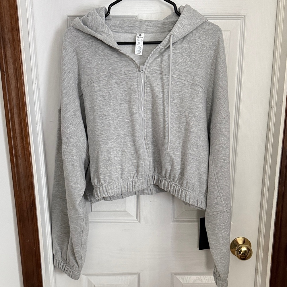 90 Degree By Reflex Cloud Plush Ludlow Zip Front Crop Hoodie